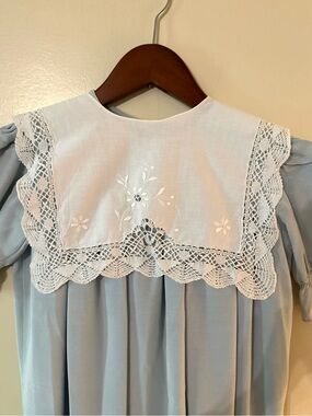 White Lace Collar, pictured atop the blue handmade dress.